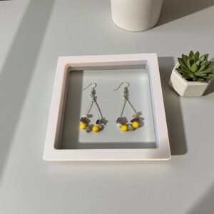 Stone Jewelry Earrings (Yellow Turquoise and Purple Amethyst)