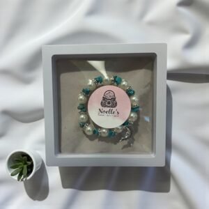 Stone Jewelry Bracelet White Beads and Blue Turquoise)