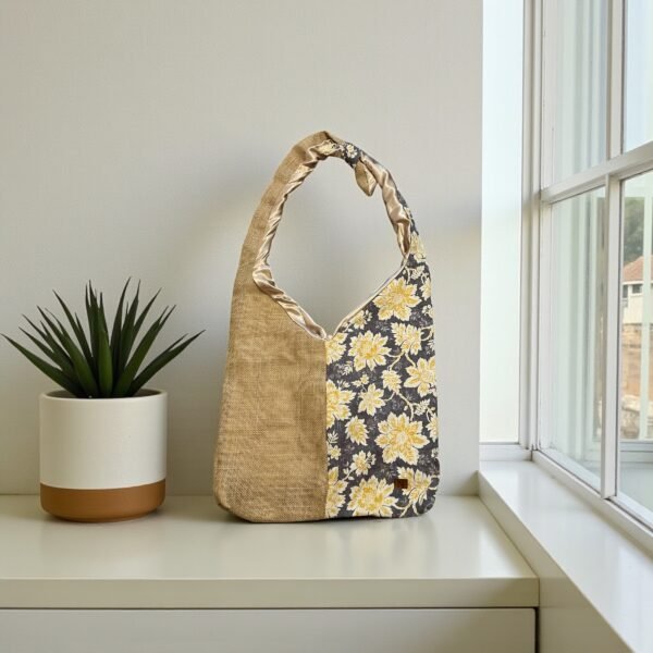 Hobo Cross-body Bag (Floral Burlap)