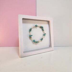 Stone Jewelry Bracelet (White Beads and Turquoise) with Star Charm