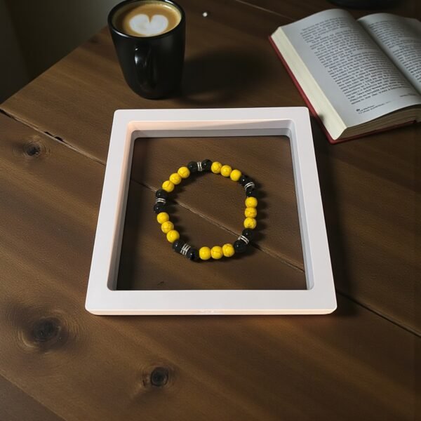 Stone Jewelry Bracelet (Yellow Turquoise and Black Gemstone)